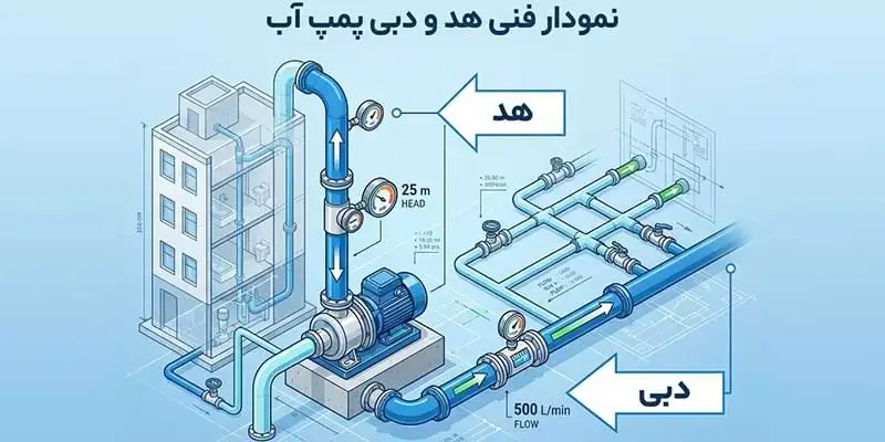 محاسبه هد و دبی پمپ آب